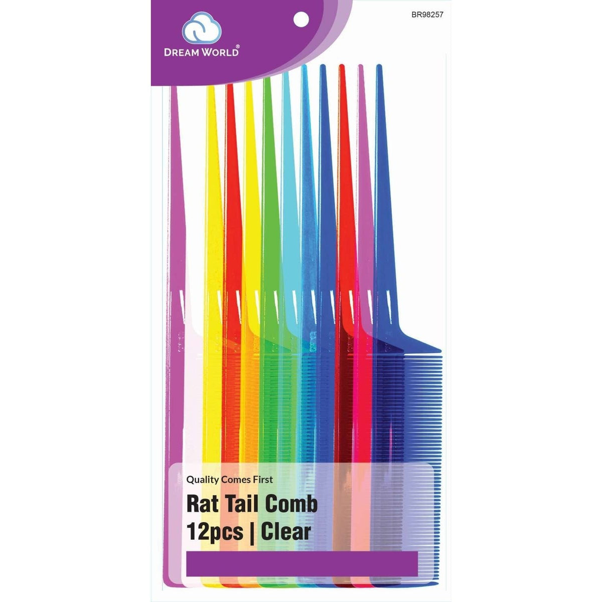 Brittny Bulk Rat Tail Comb Assorted Clear Colors